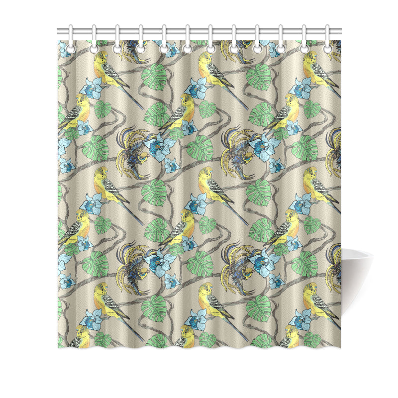 Parakeet Pattern Print Design A02 Shower Curtain