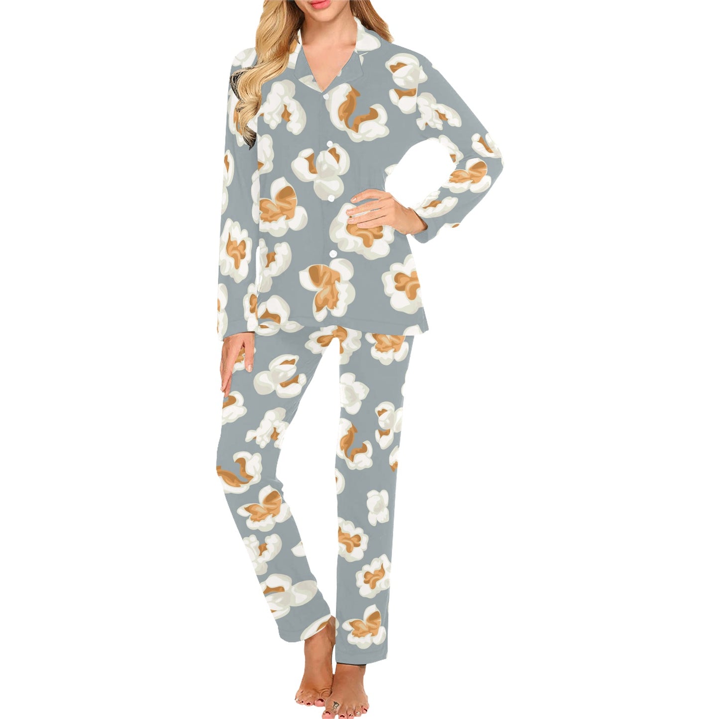Popcorn Pattern Print Design A05 Women's Long Pajama Set