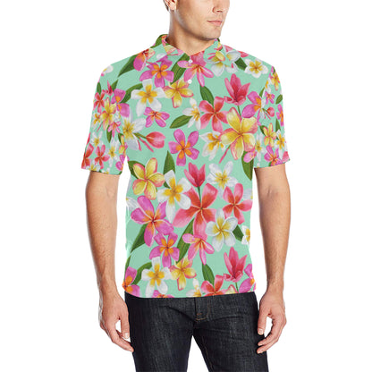 Plumeria Pattern Print Design PM014 Men Polo Shirt