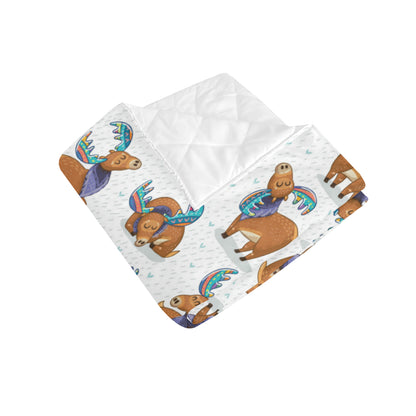 Moose Cute Pattern Print Design 01 Premium Quilt