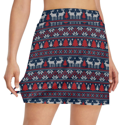 Reindeer Print Design LKS405 17" Golf & Pickleball Skort with Pockets