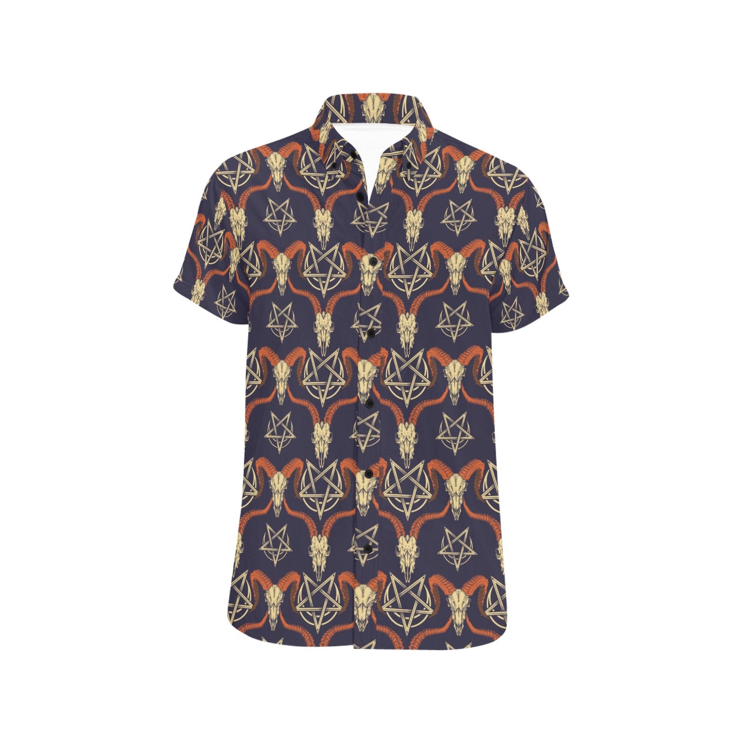 Buffalo Head Print Design LKS403 Men Short Sleeve Button Up Shirt