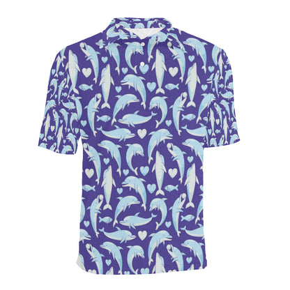 Dolphin Smile Print Pattern Men Polo Shirt