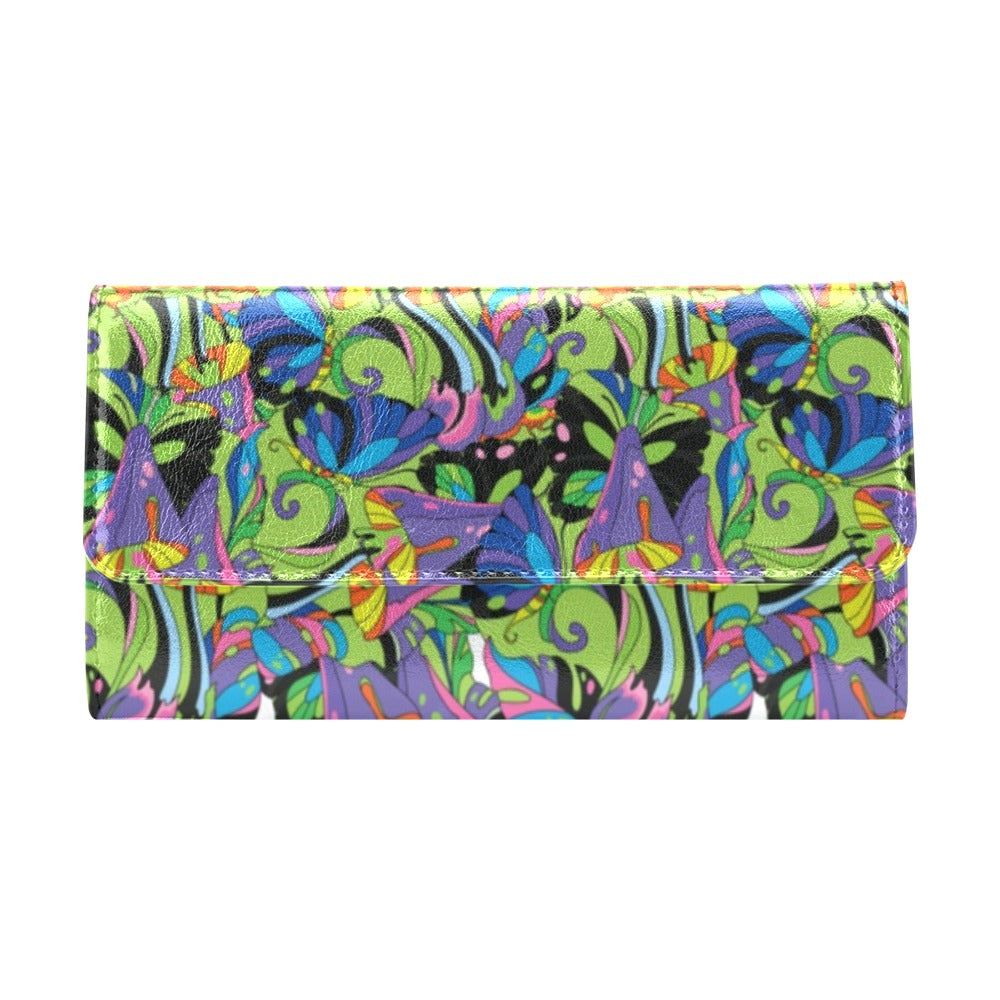 Psychedelic Trippy Mushroom Themed Women's Trifold Wallet