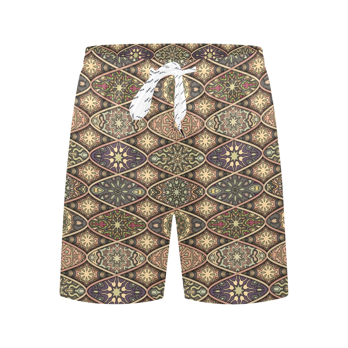 Mandala Motif Themed Design Print Men's Swim Trunks Beach Shorts