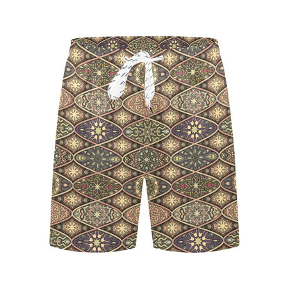 Mandala Motif Themed Design Print Men's Swim Trunks Beach Shorts
