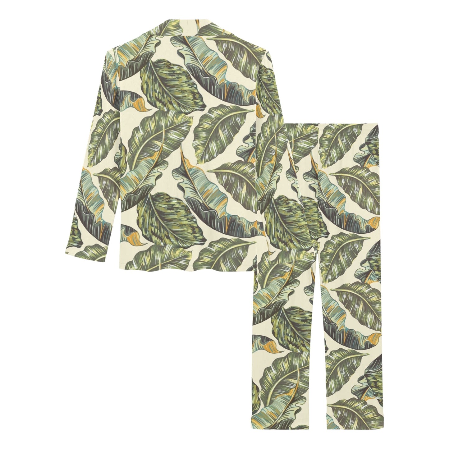 Banana Leaf Pattern Print Design BL08 Women's Long Pajama Set