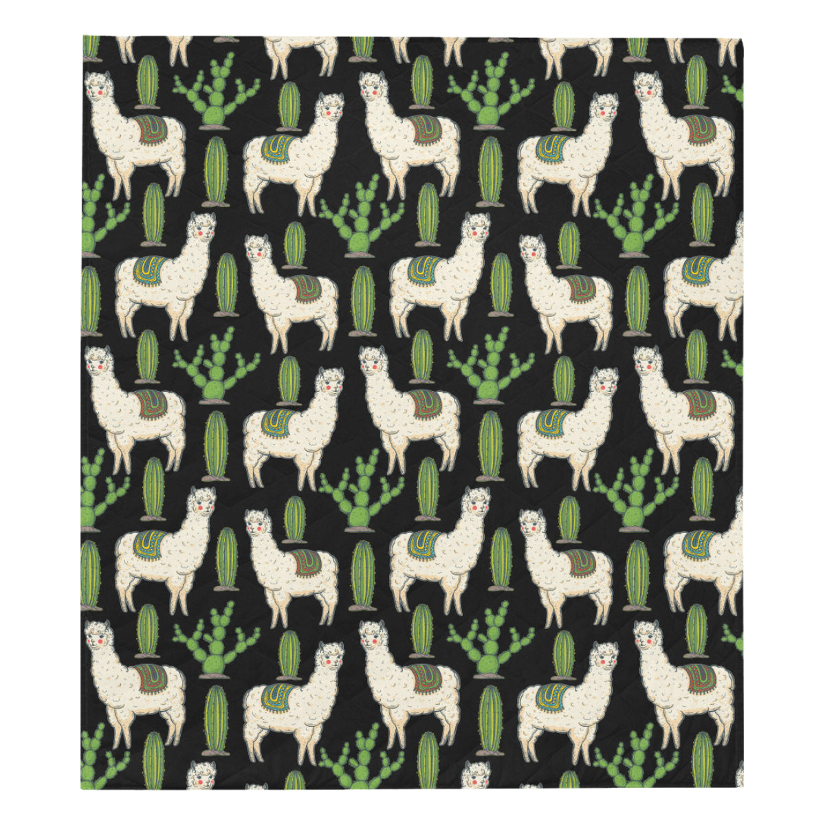 Llama Cactus Pattern Print Design 011 Premium Quilt