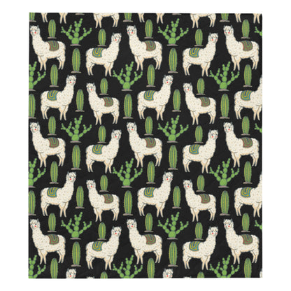 Llama Cactus Pattern Print Design 011 Premium Quilt