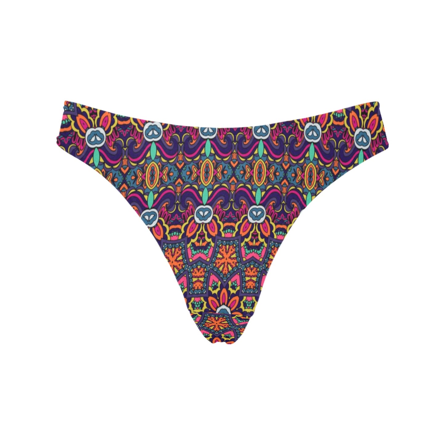 Ethnic Flower Style Print Pattern Women's Thongs