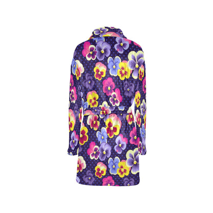 Pansy Pattern Print Design PS04 Women's Fleece Robe