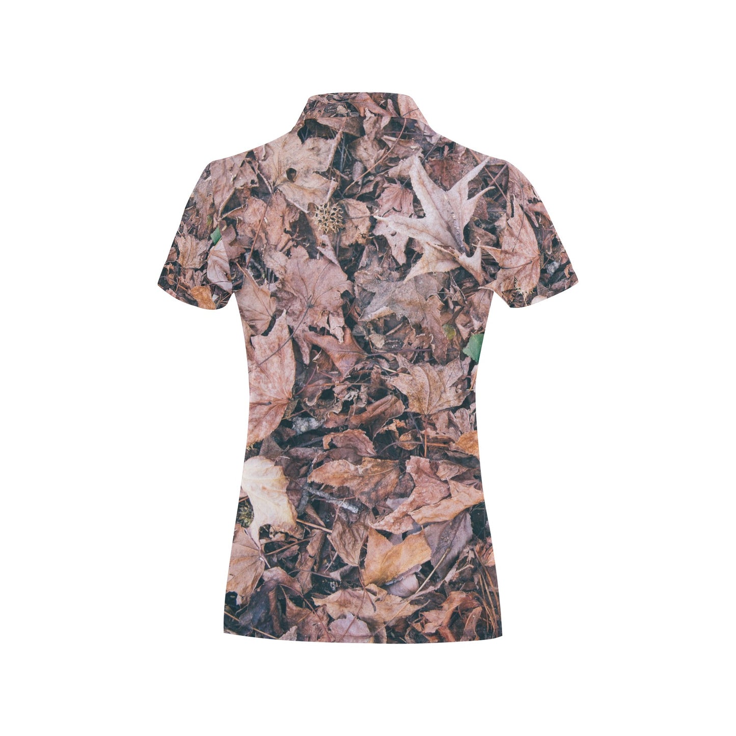 Camouflage Realistic Tree Leaf Print Women's Polo Shirt