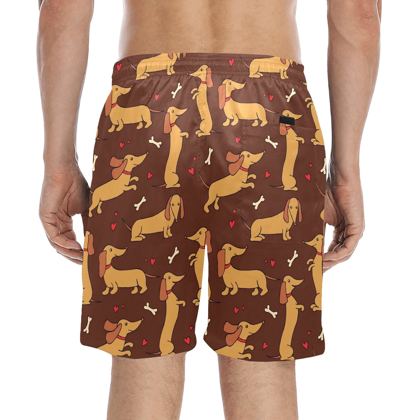 Dachshund Happy Print Pattern Men's Swim Trunks Beach Shorts