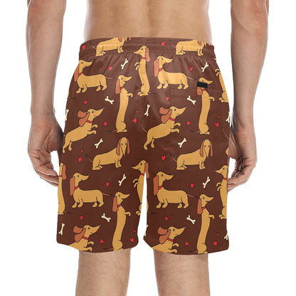 Dachshund Happy Print Pattern Men's Swim Trunks Beach Shorts