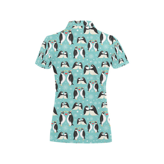 Penguin Love Print Women's Polo Shirt