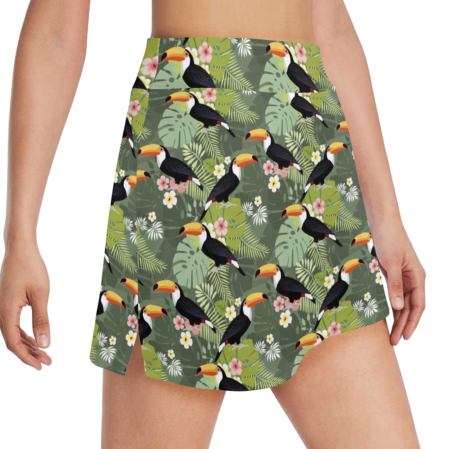 Toucan Print Design LKS304 17" Golf & Pickleball Skort with Pockets