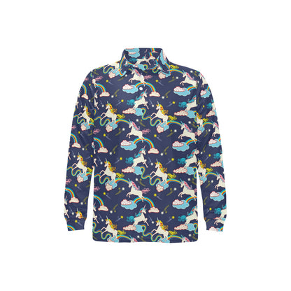 Unicorn Print Design LKS304 Long Sleeve Polo Shirt For Men's