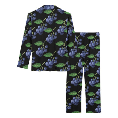 Blueberry Pattern Print Design BB01 Women's Long Pajama Set