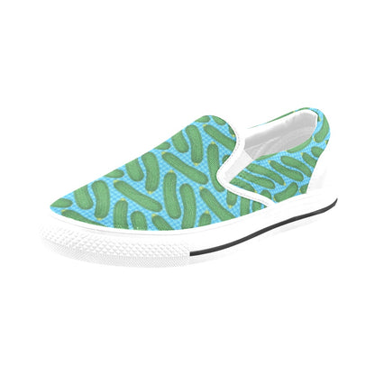 Zucchini Print Design LKS301 White Slip Ons Canvas Women's Shoes