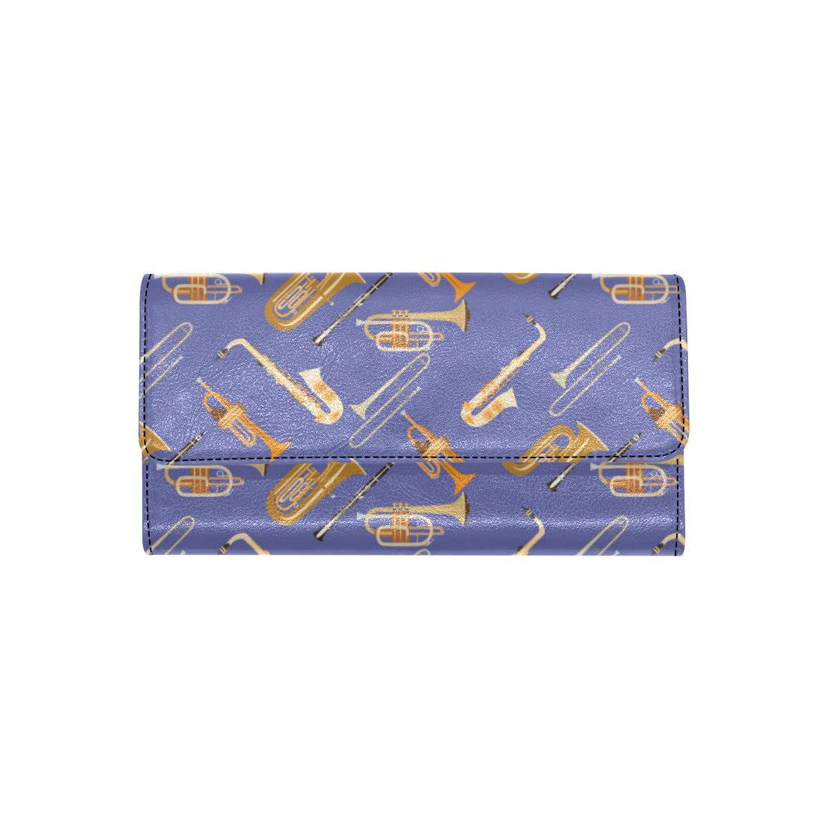 Trombone Pattern Print Design 02 Women's Trifold Wallet
