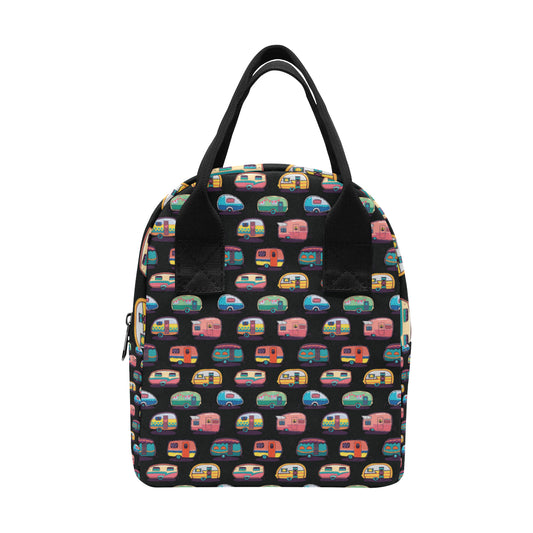 Camper Camping Pattern Insulated Lunch Bag