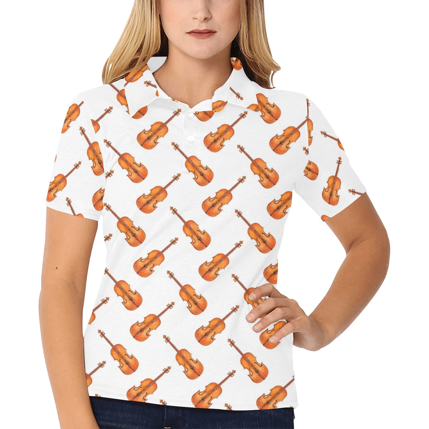 Violin Print Design LKS401 Women's Polo Shirt