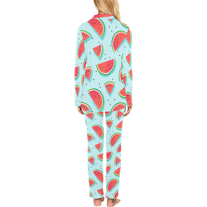 Watermelon Pattern Print Design WM03 Women's Long Pajama Set