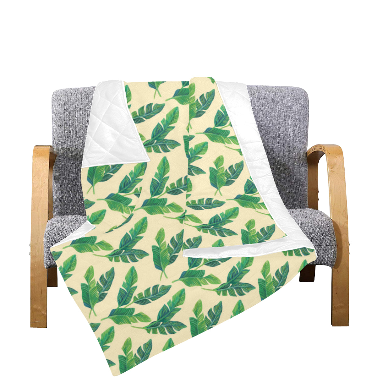 Banana Leaf Pattern Print Design 01 Premium Quilt