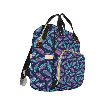 Feather Aztec Design Print Diaper Bag Backpack