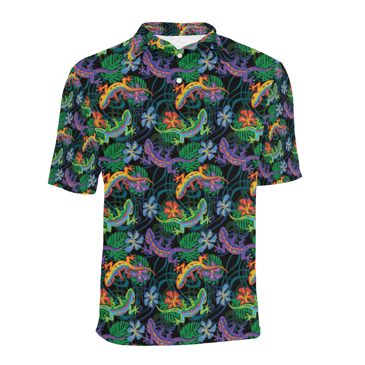 Gecko Colorful Pattern Print Design 01 Men Polo Shirt