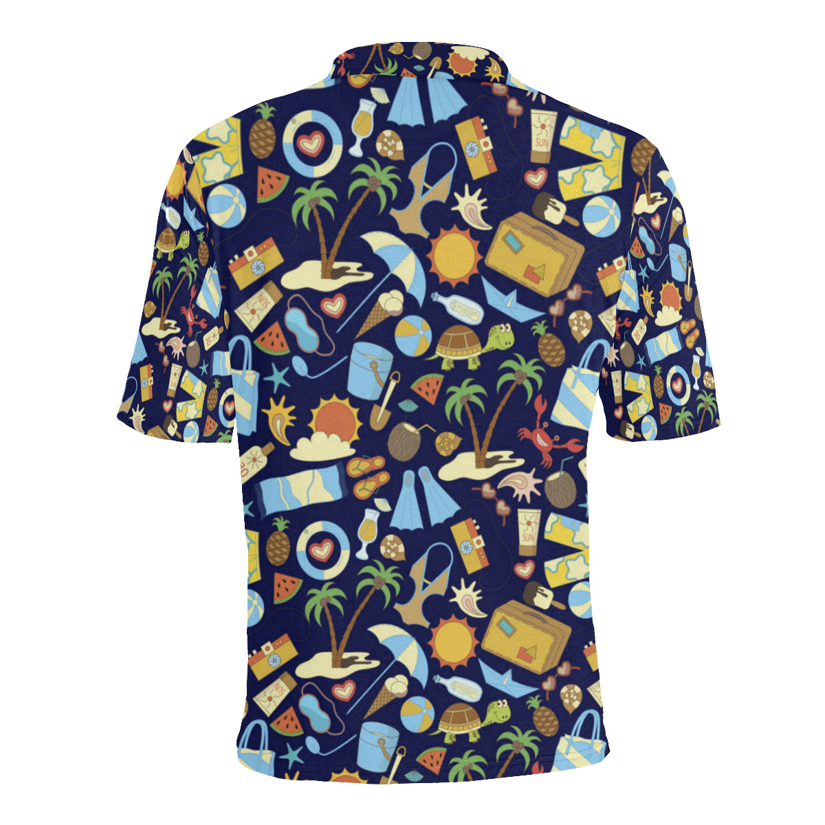 Beach Themed Pattern Print Design 04 Men Polo Shirt