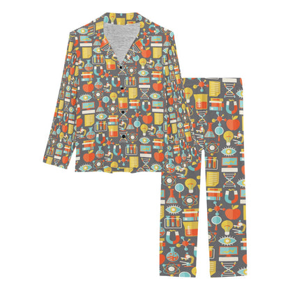 Science Print Design LKS302 Women's Long Pajama Set