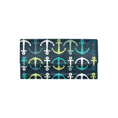 Anchor Pattern Print Design 03 Women's Trifold Wallet