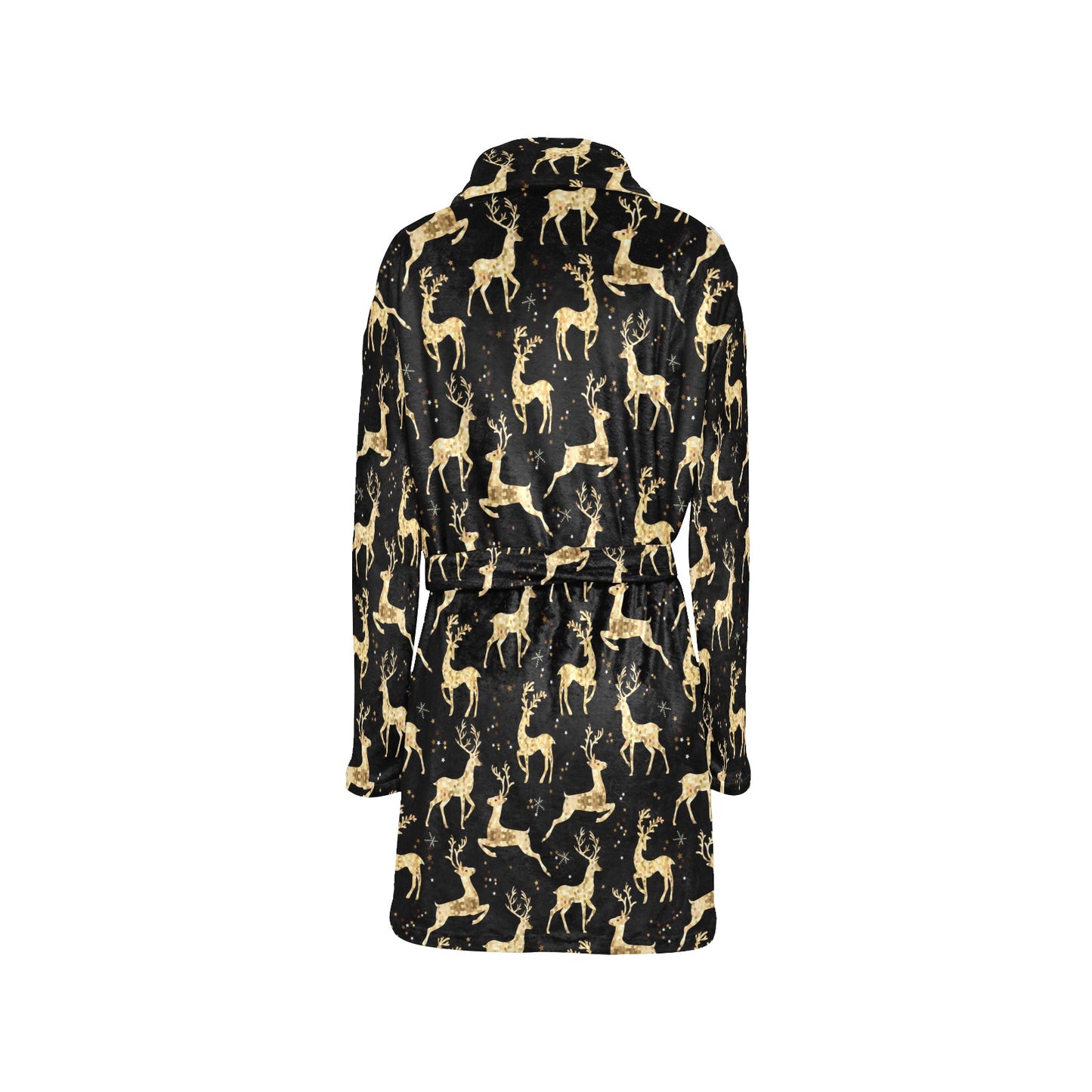 Deer Gold Pattern Women's Fleece Robe