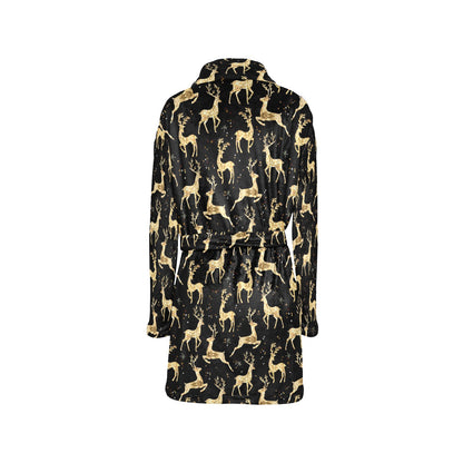 Deer Gold Pattern Women's Fleece Robe