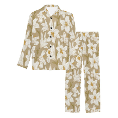 Lily Pattern Print Design LY07 Men's Long Pajama Set