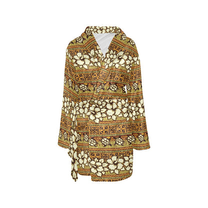 Hawaiian Themed Pattern Print Design H015 Women's Fleece Robe