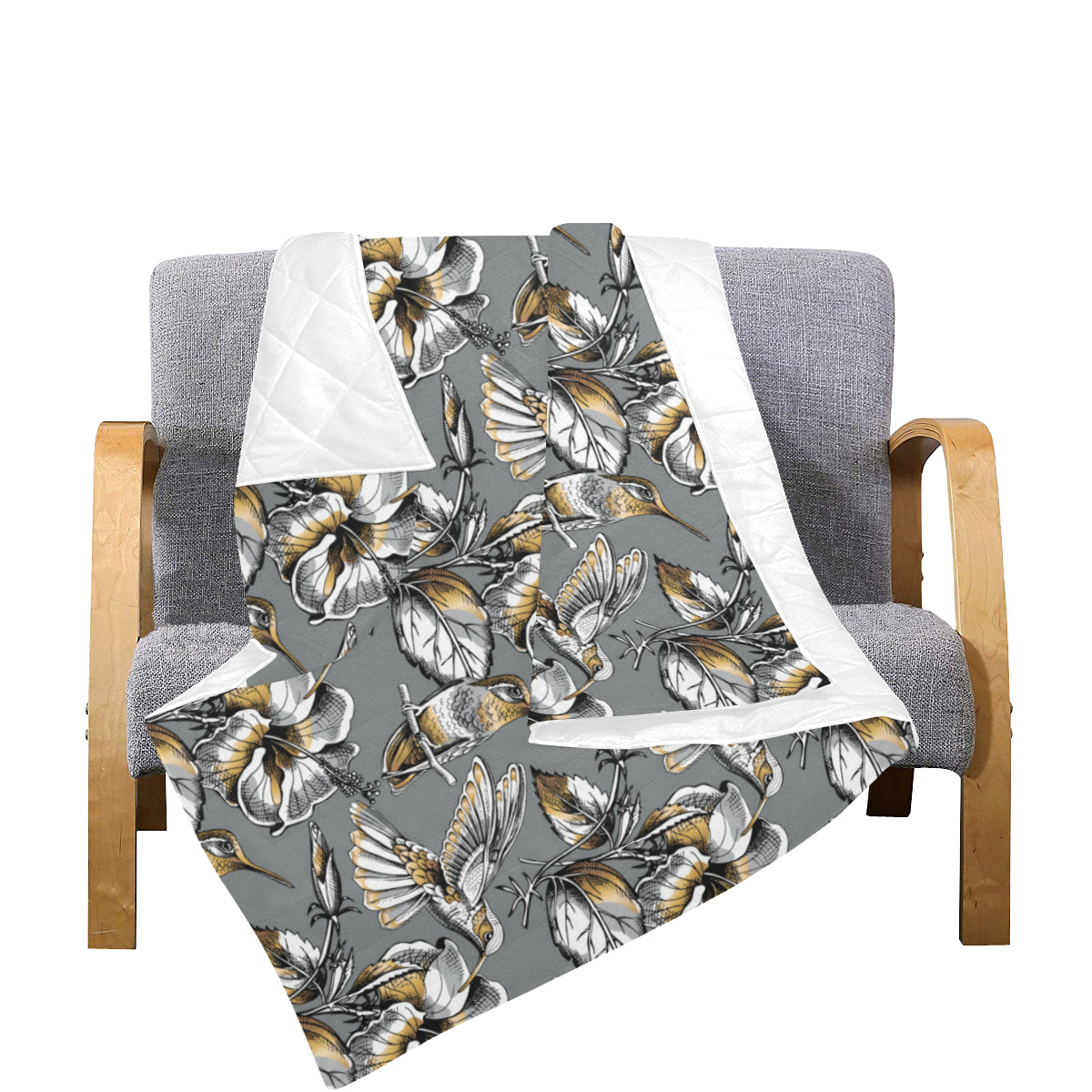 Hummingbird Pattern Print Design 02 Premium Quilt