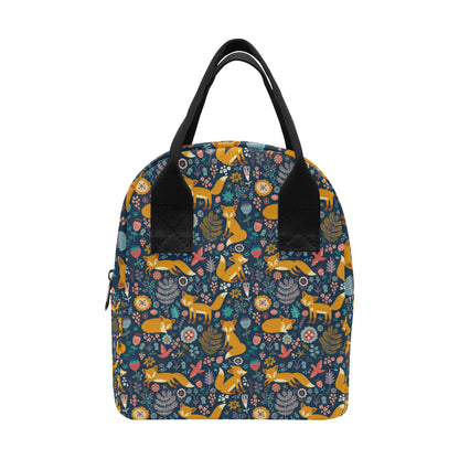 Fox Cute Jungle Print Pattern Insulated Lunch Bag