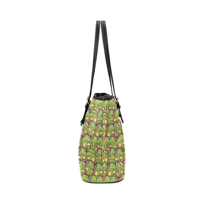 Zombie Head Design Pattern Print Leather Tote Bag