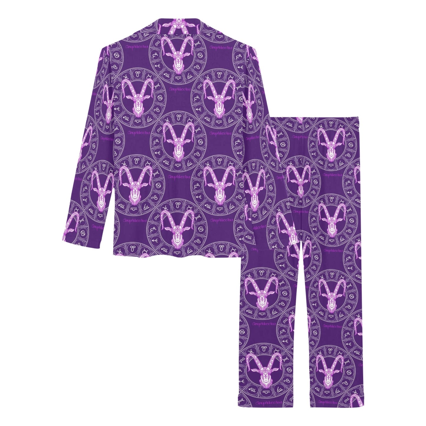Capricorn Zodiac Pattern Print Design 04 Women's Long Pajama Set
