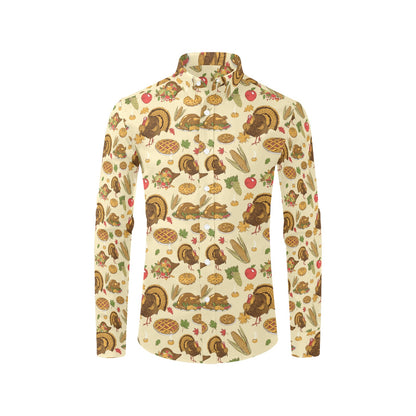 Thanksgiving Print Design LKS302 Men's Long Sleeve Dress Shirt
