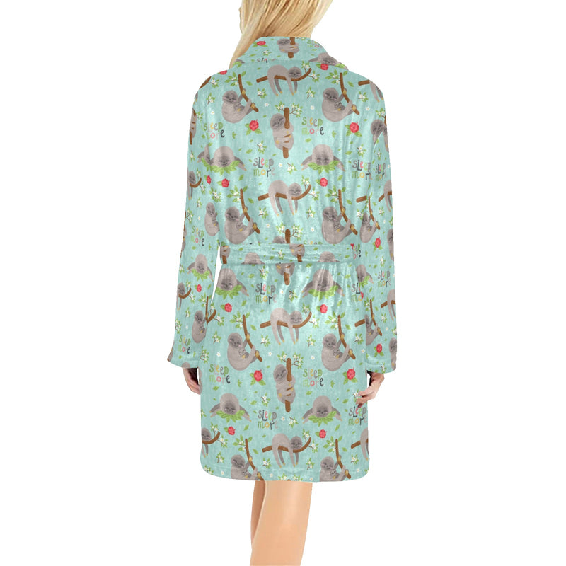 Sloth Print Design LKS305 Women's Fleece Robe