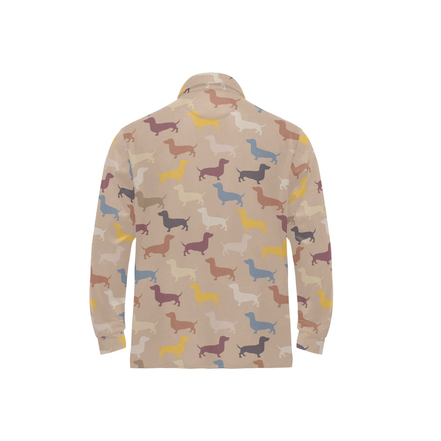 Dachshund Pattern Print Design 03 Long Sleeve Polo Shirt For Men's
