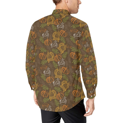 Thanksgiving Print Design LKS301 Men's Long Sleeve Dress Shirt