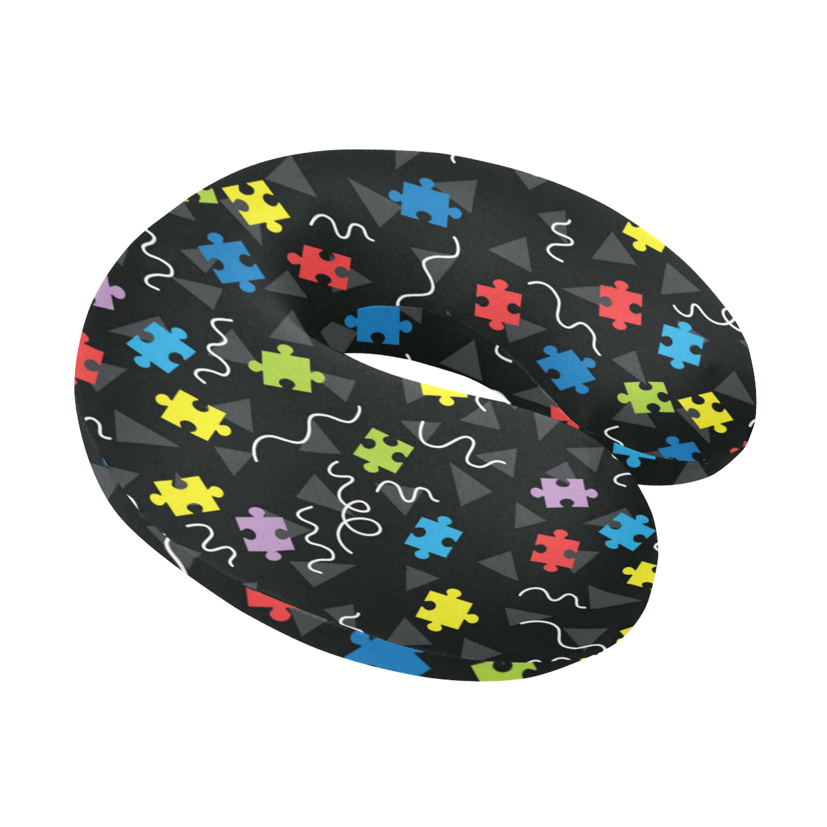Autism Awareness Pattern Print Design 01 U-Shaped Travel Neck Pillow