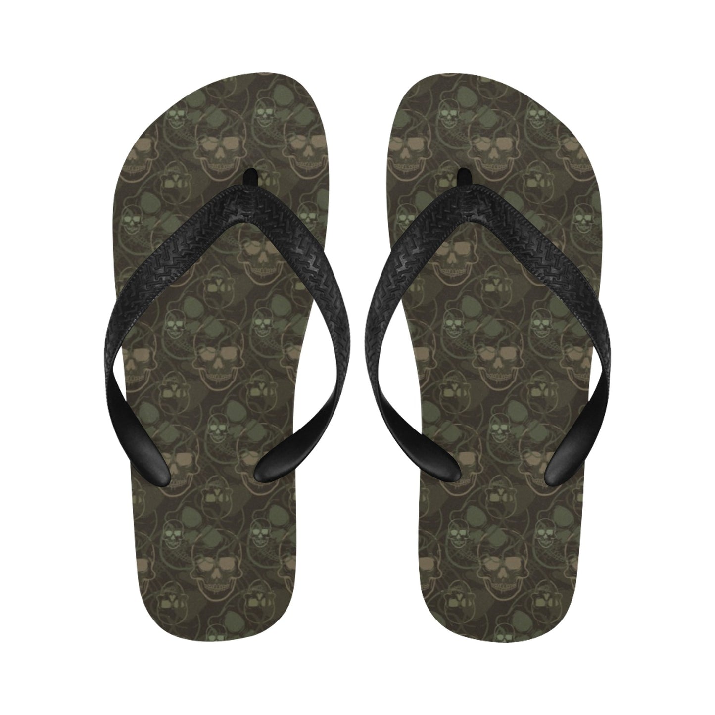 Skull Camo Style Print Design LKS308 Flip Flops