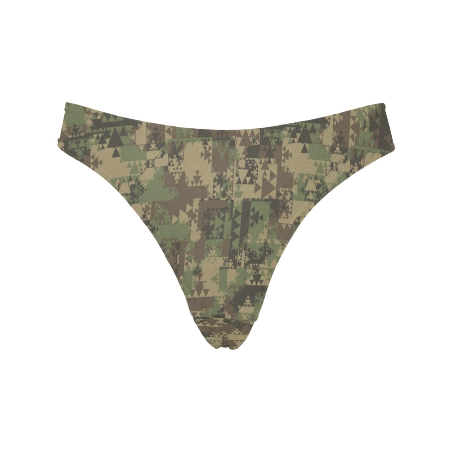 Camouflage Aztec Green Army Print Women's Thongs
