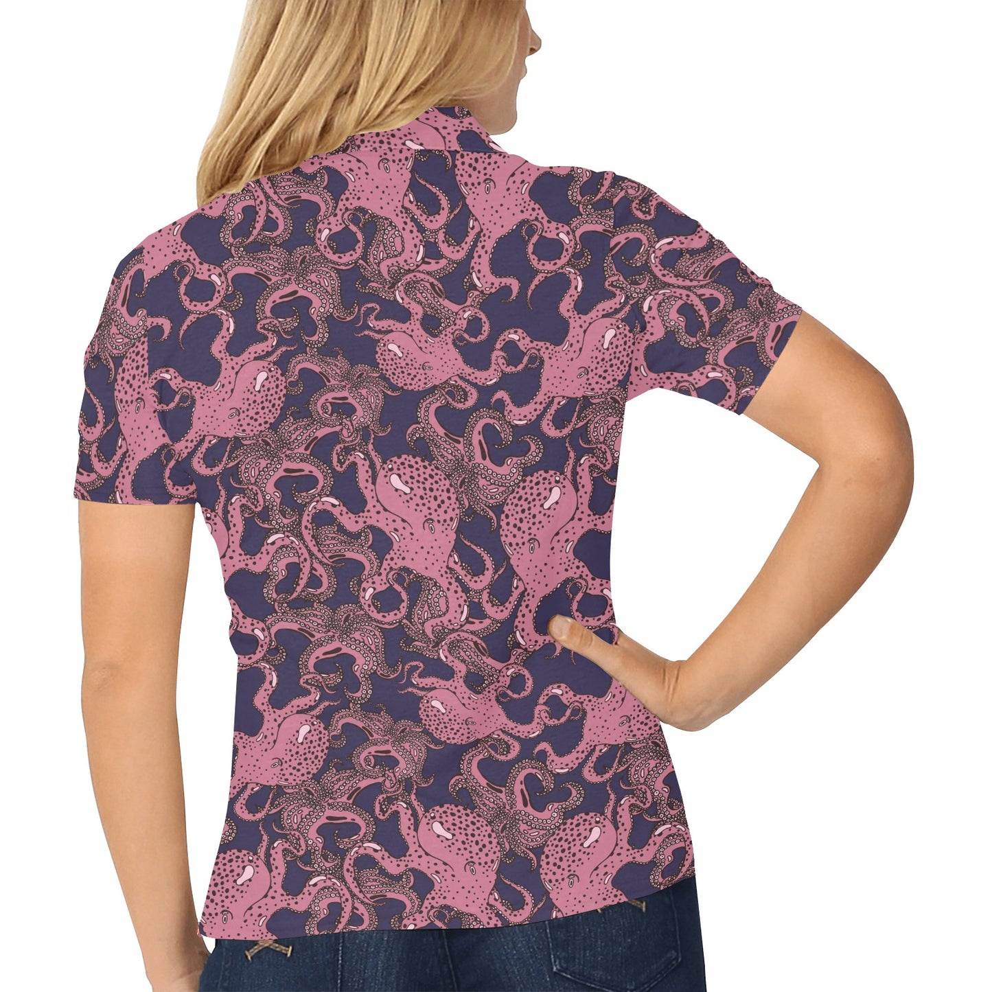 Octopus Pattern Print Design A03 Women's Polo Shirt