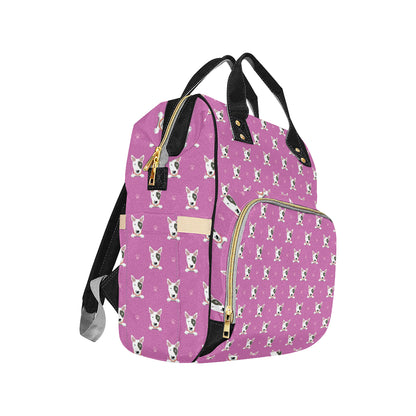 Bull Terrier Happy Print Pattern Diaper Bag Backpack
